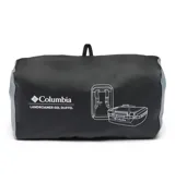 Bolso de lona Columbia Landroamer de 60 litros en color negro, con el logo de la marca estampado en blanco en el frente. Cuenta con múltiples asas de transporte, correas de hombro plegables para usar como mochila, correas de compresión y un gran compartimento principal con cierre.