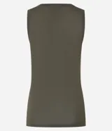 Blusa musculosa de punto ligero en color verde militar, con escote redondo y tirantes anchos.