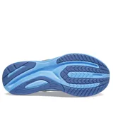 Championes Saucony Guide 16 de dama, color gris con detalles en celeste, amarillo y azul.