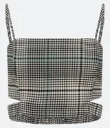 Top cropped con breteles finos y estampa de cuadros.