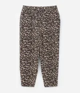Pantalón de pijama de crepé con estampado de leopardo, tiro alto, cintura elástica con lazo y bolsillos laterales.