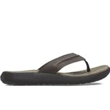 Ojotas Crocs modelo Yukon Vista II LiteRide™ Flip de color marrón, con parte superior de piel sintética, detalles de costuras visibles y suela de espuma confortable.