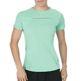 Remera de running color salmón con detalles reflectantes en mangas y frente.