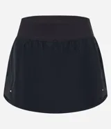 Short pollera deportiva negro con cintura elástica, bolsillo funcional y recorte lateral en red.