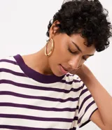 Blusa rayada Marfinno de algodón con cuello redondo en contraste y mangas cortas, de corte slim y diseño clásico.