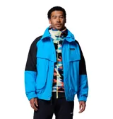 Campera técnica Columbia de la colección Iconos, con diseño bicolor en azul y negro. Cuenta con tecnología impermeable Omni-Tech, cuello alto, cierre frontal con solapa, bolsillos frontales con solapa y puños ajustables.