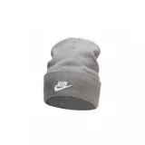 Gorro de lana gris con logo de Nike bordado en blanco en el frente.
