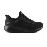 Championes deportivos Skechers Slip-ins Bobs Sport Squad Chaos, color negro, con capellada tejida, cordones elásticos, plantilla Skechers Memory Foam y suela flexible.