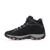 Botas de trekking impermeables Merrell modelo Accentor 4 Mid WP para mujer. Confeccionadas con parte superior de ante impermeable y malla, entresuela de espuma EVA y suela exterior de goma. Presentan diseño en color negro con detalles en rosado y gris.