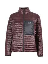 Campera acolchada de nylon ripstop en color bordó, con diseño de líneas horizontales. Presenta cierre frontal completo, cuello alto, puños elásticos y un bolsillo con cierre en el pecho en contraste de color negro con el logo de la marca estampado.