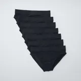 Pack de siete slips negros de punto con cintura elástica.