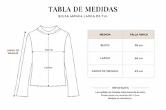 Blusa de tul color marrón, con cuello alto, mangas largas y terminaciones con borde ondulado.