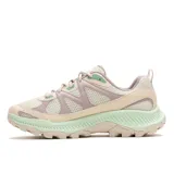 Zapatillas de trekking Merrell modelo Tempo Exp para mujer, en tonos beige, lila y verde menta. Presentan parte superior de malla transpirable, suela robusta con tacos para mayor tracción y entresuela amortiguada.