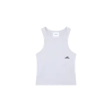 Musculosa de punto rib gris melange, de corte ajustado y diseño sin mangas, con pequeño logo estampado en el pecho de la marca Eme Studios.
