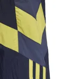 Pantalón deportivo Adidas Juventus Originals, color azul marino con detalles en rosa y amarillo. Cuenta con cintura elástica con cordón ajustable, bolsillos frontales con cierre, puños elásticos y escudo de la Juventus bordado.