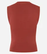 Blusa sin mangas de punto canelado negro, con cuello redondo y diseño ajustado al cuerpo.