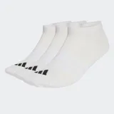 Pack de tres pares de medias de caña baja Adidas, color blanco con logo negro en la puntera.