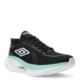 Championes de entrenamiento Umbro Aerorun para hombre, con capellada de malla transpirable color gris claro, detalles laterales en negro y bronce, y suela de goma blanca.