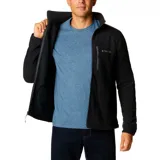 Campera polar Columbia modelo Fast Trek II Full Zip, color negro, con cierre frontal completo, cuello alto y bolsillos laterales y en el pecho con cierre.