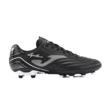 Championes de fútbol Joma Águila 2401, color negro con detalles en gris. Fabricados en material sintético Fibertec y nylon, con suela de caucho de dos densidades y media suela de Phylon.