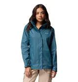 Campera impermeable Columbia modelo Arcadia II Jacket de color azul, con capucha ajustable, cierre frontal con cremallera y solapa, bolsillos laterales y tecnología Omni-Tech.