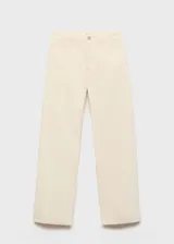 Pantalón de tiro alto confeccionado en tejido de pana de algodón, con diseño balloon y fit slouchy. Cuenta con cierre de cremallera y botón, trabillas para cinturón y cinco bolsillos.