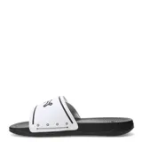 Sandalias tipo ojota Puma modelo Royalcat Comfort 2, con base negra y tira superior blanca con el logo de la marca en negro. Cuenta con tecnología Softride en la suela para mayor comodidad.