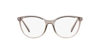 Armazón para lentes Armani Exchange modelo 3078, color gris transparente, con forma cat-eye y patillas delgadas.
