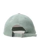 Gorro tipo cap de pana color verde agua, con parche hexagonal frontal en color tostado y letras blancas con las siglas KBLG.