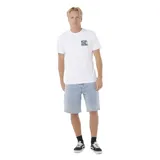Remera Rip Curl de manga corta, color blanco, con pequeño estampado gráfico en el pecho con temática de surf.