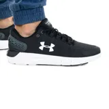 Championes de running Under Armour modelo Charged Rogue 3, color negro con detalles en blanco. Presentan capellada de malla transpirable, logo lateral en contraste y entresuela con tecnología de amortiguación.
