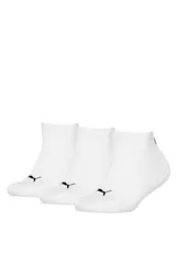 Pack de tres pares de medias cortas Puma de color blanco con el logo de la marca bordado en negro en la puntera.