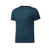 Remera deportiva azul petróleo de corte clásico, con logo de Reebok en el pecho.