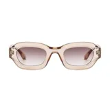 Lentes de sol con armazón de plástico reciclado en tono beige translúcido y cristales degradados en tonos marrones.