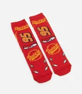 Par de medias rojas de caña media con diseño del Rayo McQueen.