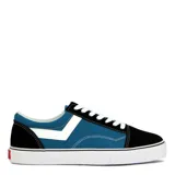 Championes de lona Pony modelo Old School Canvas Low, color azul marino con detalles en blanco. Presentan diseño de caña baja, suela de goma vulcanizada y el logo característico de la marca en el lateral.