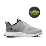 Championes deportivos American Sport modelo Carter, con capellada de tejido técnico transpirable en color gris y suela blanca con tecnología Memory Foam para mayor confort.