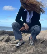 Mocasines de cuero con estampado de pitón y taco bajo.