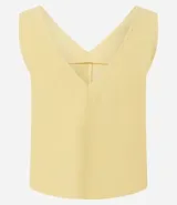 Musculosa azul marino con escote en V y diseño sin mangas, confeccionada en mezcla de viscosa y poliéster.