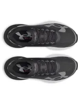 Championes de running Under Armour Velociti Distance, color negro con entresuela blanca y negra, y detalles en plateado y rojo. Cuentan con capellada de malla transpirable y tecnología de amortiguación UA HOVR+.