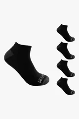 Pack de cinco pares de medias cortas afelpadas, color negro con talón y puntera gris.