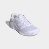 Championes de entrenamiento Adidas Dropset 4 Power en color blanco, diseñados para fuerza funcional y levantamiento de pesas. Con exterior de malla transpirable, tecnología Repetitor y pods Geofit en el talón.
