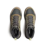 Bota de senderismo Merrell modelo Tempo Sol Mid WP, diseñada con una combinación de ante impermeable y malla transpirable. Cuenta con cierre de cordones, cuello acolchado y suela de goma con relieve para mayor tracción y absorción de impactos.