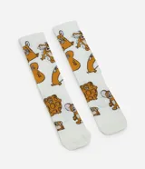 Medias de caña larga color blanco con estampado integral del personaje Jerry de Tom y Jerry.