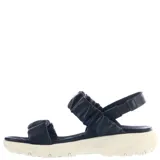 Sandalia de mujer color nude, con tiras elásticas y plataforma con suela track.