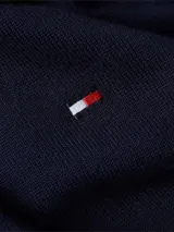 Sweater negro de algodón con cuello en V y logo bordado en el pecho.