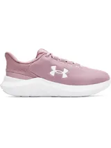 Championes de running Under Armour modelo W Phade RN 3, color rosado con suela blanca y logo de la marca en contraste. Presentan una parte superior de malla ligera y transpirable con soporte estratégico, plantilla extraíble y entresuela con amortiguación de EVA.