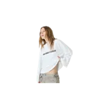 Remera de manga larga blanca de la marca Eme Studios, con corte holgado y diseño minimalista. Presenta un estampado gráfico frontal en color negro con el logotipo de la marca.