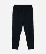 Pantalón deportivo de corte ajustado, confeccionado en tejido de poliéster texturizado color negro. Presenta cintura elástica con cordón de ajuste, bolsillos laterales con cierre y puños elásticos en los tobillos.