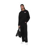 Buzo negro de cuello redondo con estampado de la marca Rivvia en el pecho, en colores verde, blanco y rojo.